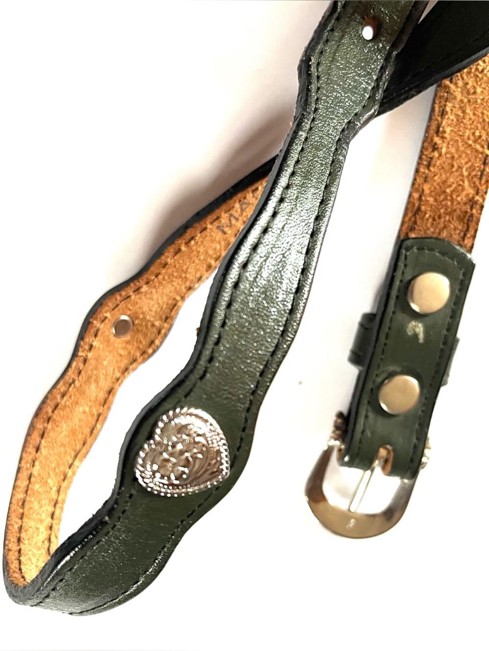 Circle Y Black Leather Heart Belt